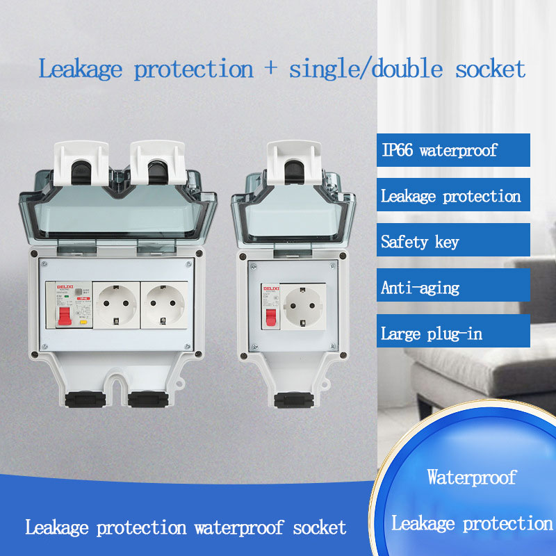 Outdoor Power Outlet Waterproof - Wasserdichte Außensteckdose Typ 86 mit Fehlerstromschutzschalter