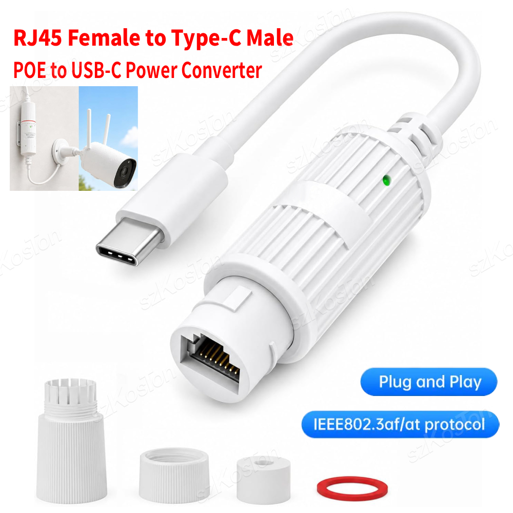 Outdoor Power Adapter Usb C - POE zu USB-C Stromwandler RJ45 Buchse