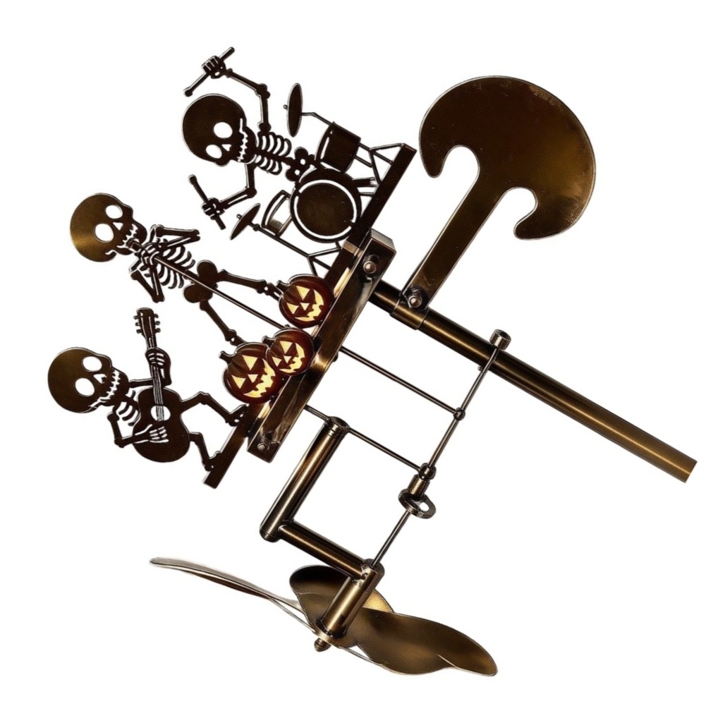 Outdoor Yard Power Stake - 1 Stück Halloween Vintage Skelett-Trommler Windbetriebene