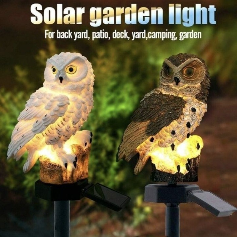 Outdoor Yard Power Stake - Solarbetriebene Eulen-Gartenleuchte, LED-Tierfigur-Licht aus Kunstharz, Wasserdichte