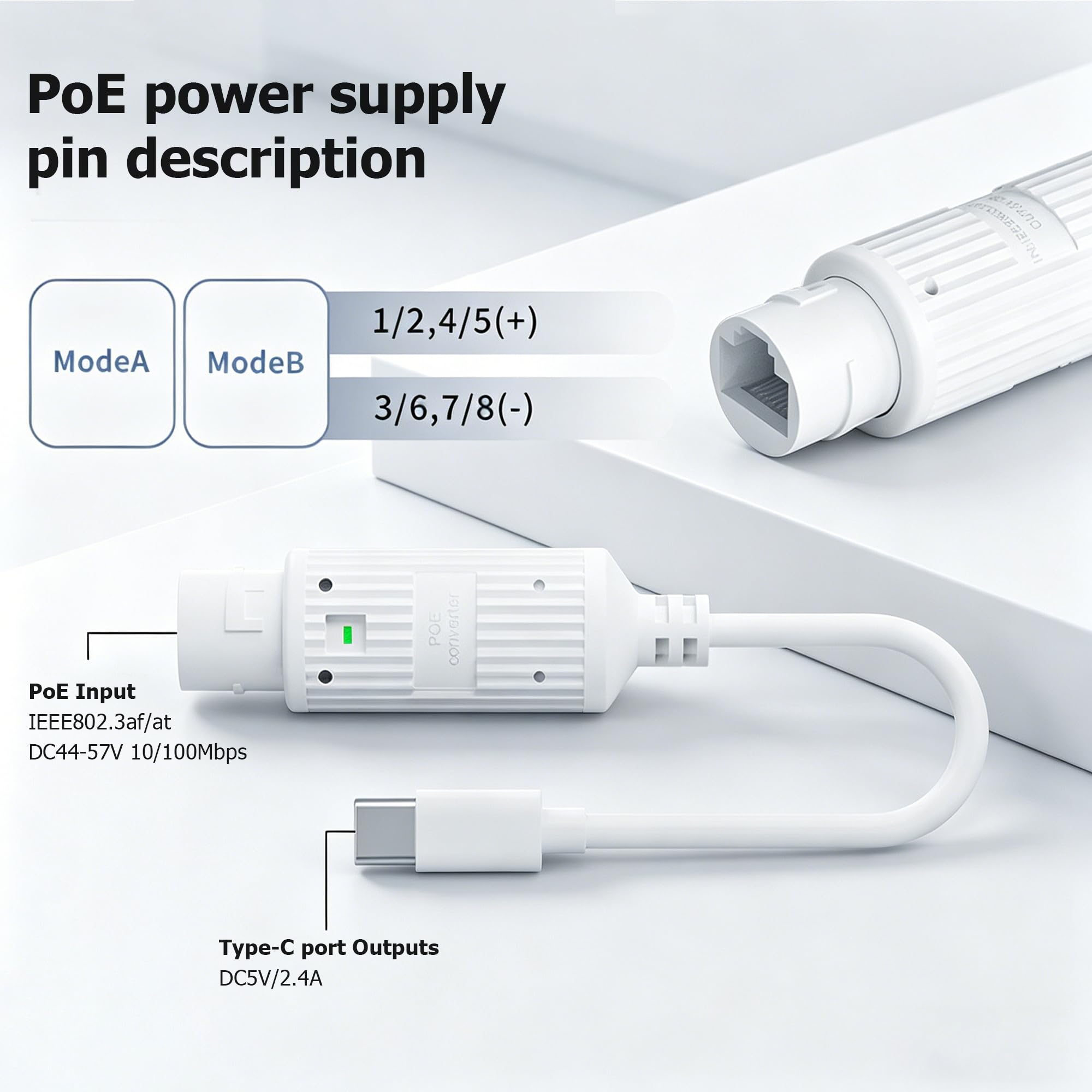 POE zu USB-C Stromwandler RJ45 – Outdoor Power Adapter Usb C Bewertung und Preis